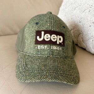 Jeep Est 1941 Hat Cap Adjustable Green Tweed‎ Logo Patch Mens Womens Unisex